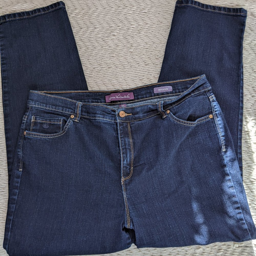 Gloria Vanderbilt Amanda Straight Leg Dark Wash Denim Jeans 16W EUC